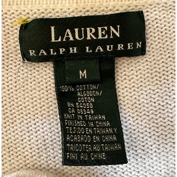 Lauren Ralph Lauren VTGE White Crest Logo Lace Up Collar Knit Sweater SZ Medium - Picture 6 of 11